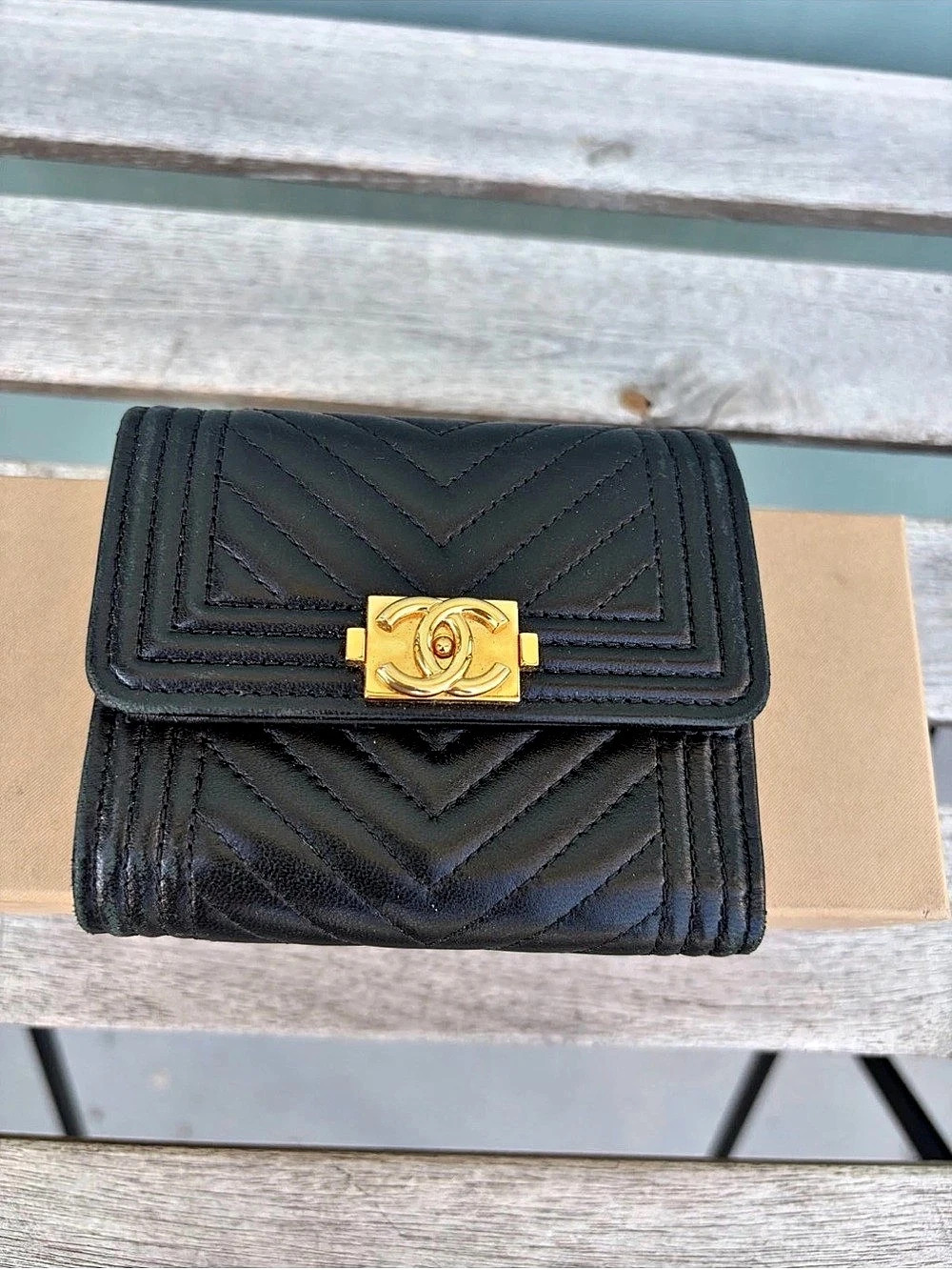 Chanel Boy Compact Flap Wallet Quilted Black